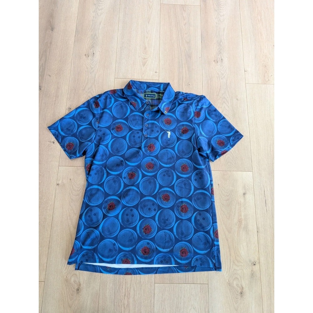 William Murray Polo Shirt Mens M Blue Big Earner King Pin Short Sleeve Golf